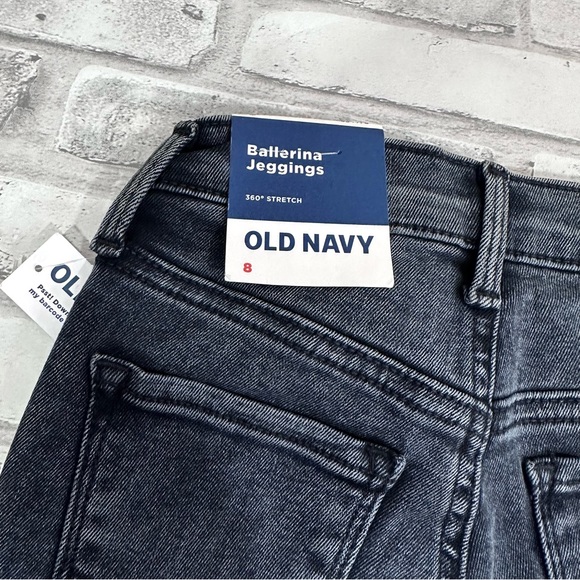 Old Navy Girls Black Denim 360 Stretch Raw Hem Ballerina Jeggings - Size 8 - Picture 8 of 12